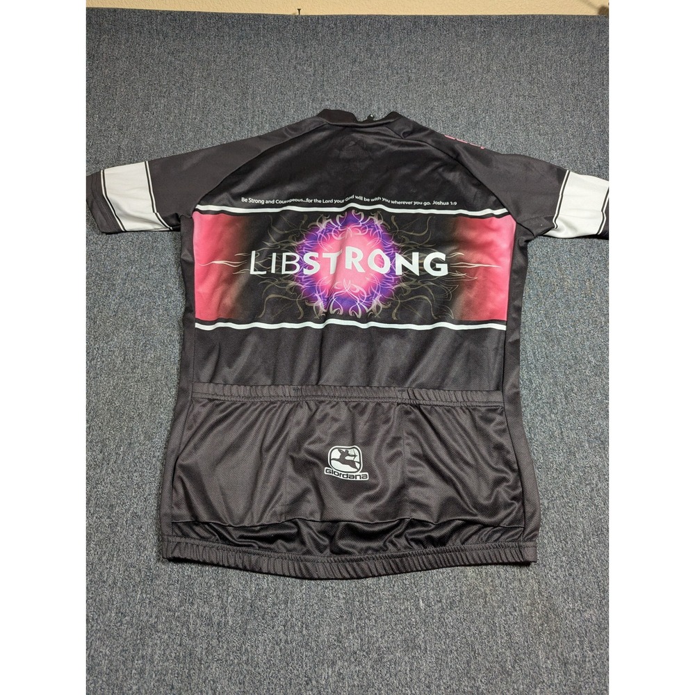 Giordana Womens Libstrong Cycling Jersey Black Pink Ribbon Joshua 1:9 XL - Picture 5 of 9